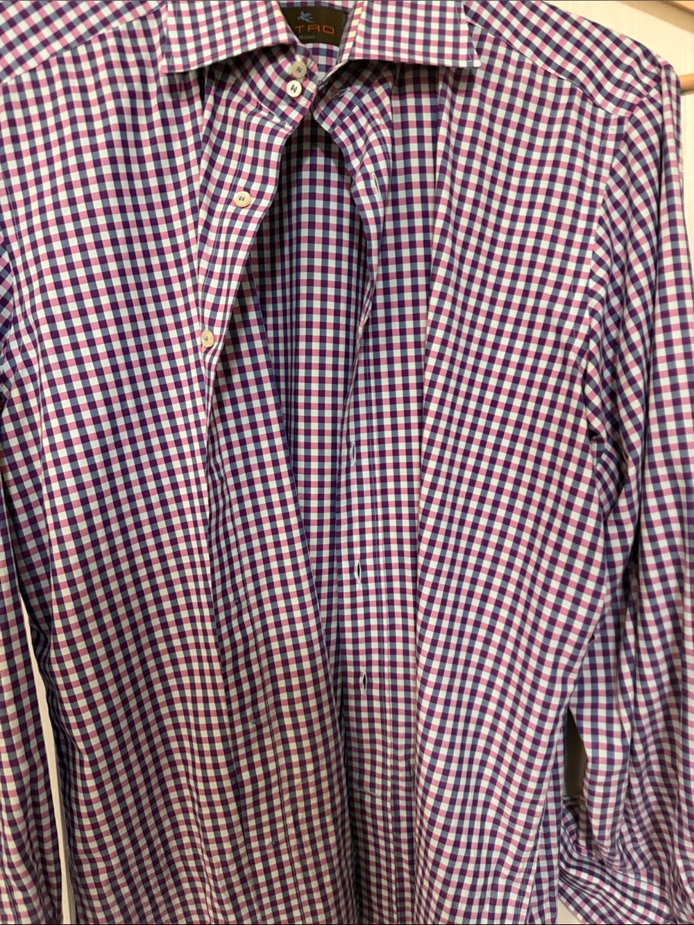 Etro Purple and White Gingham Button-Down Shirt